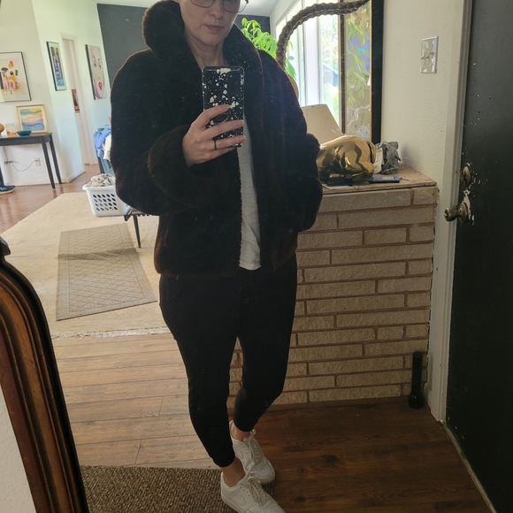 Short Brown Mouton Fur Vintage Coat '50s - Picture 12 of 12